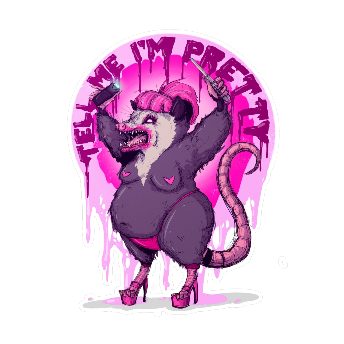 Pretty Opossum Kiss-Cut Vinyl Decal