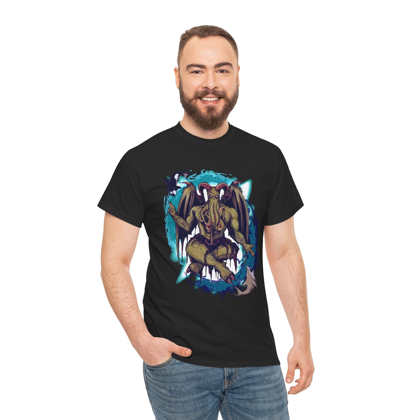Baphomet Cthulhu Unisex Heavy Cotton Tee