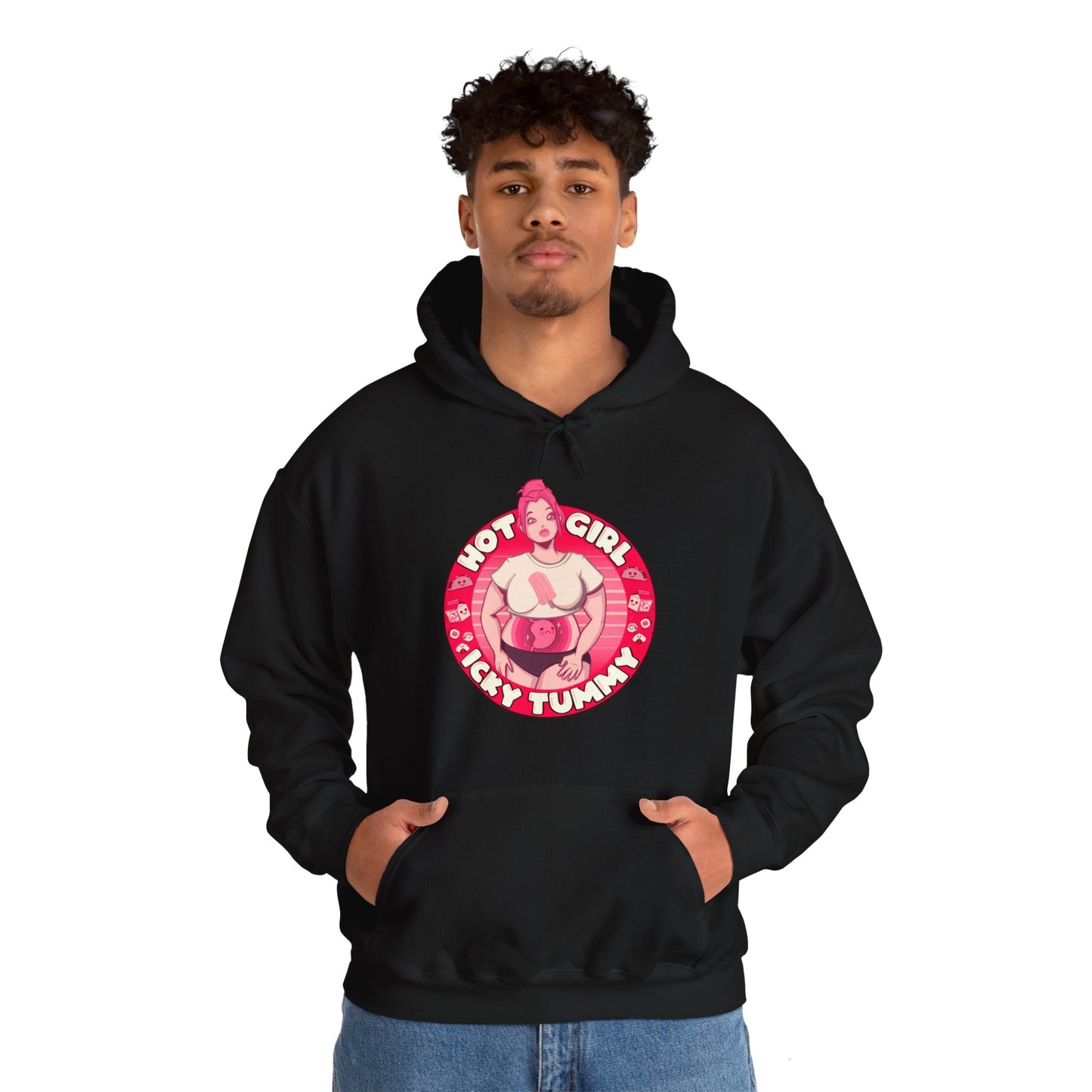 Hot Girl Icky Tummy Unisex Heavy Blend Hooded Sweatshirt
