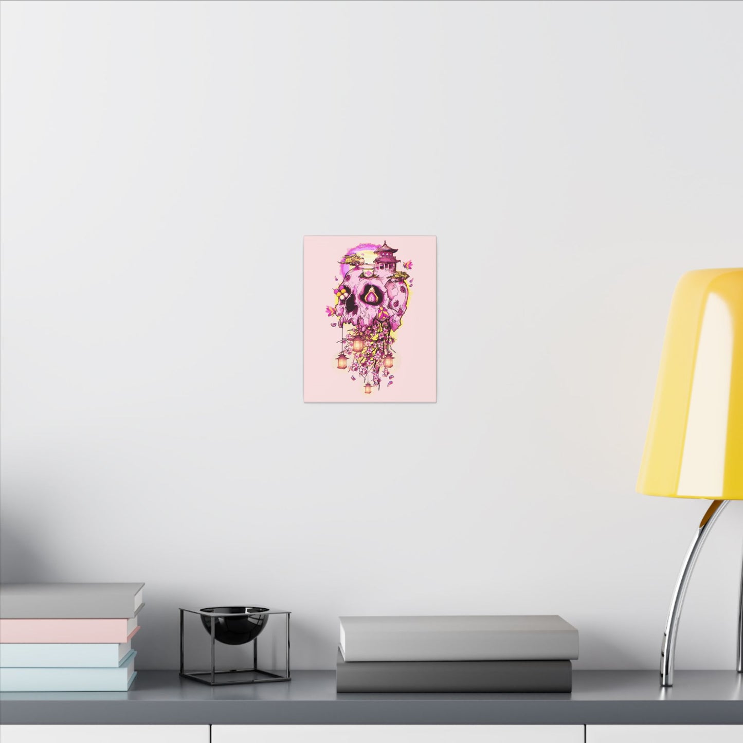 Elemental Skull Cherry Blossom Matte Canvas Stretched