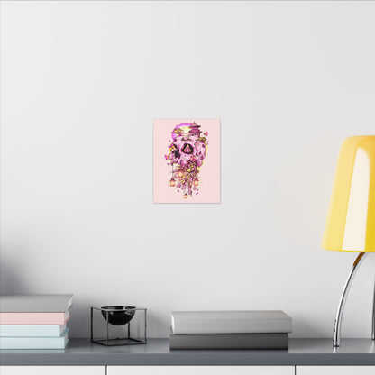 Elemental Skull Cherry Blossom Matte Canvas Stretched