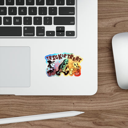 Rubber Hose Trick Or Treat Holographic Die-cut Stickers