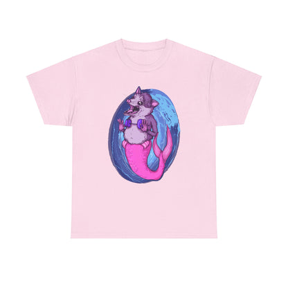 Mermaid Opossum Unisex Heavy Cotton Tee