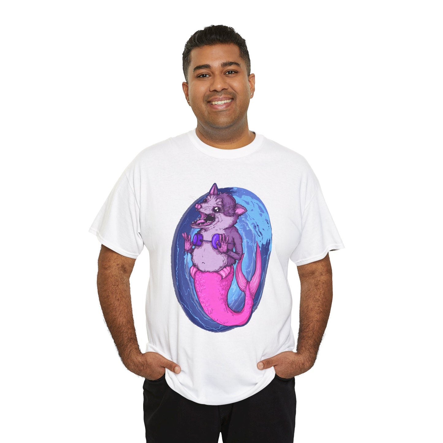 Mermaid Opossum Unisex Heavy Cotton Tee