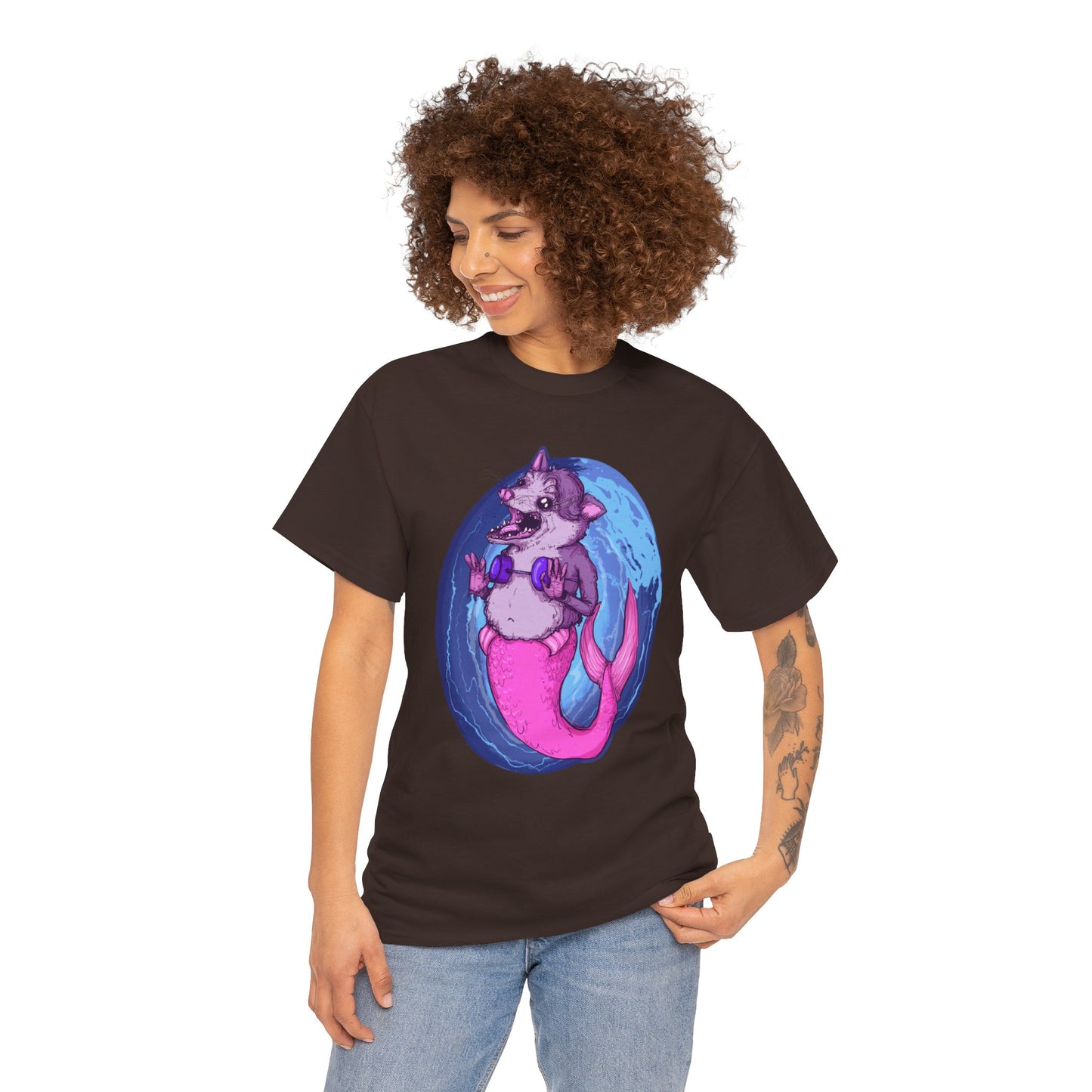 Mermaid Opossum Unisex Heavy Cotton Tee