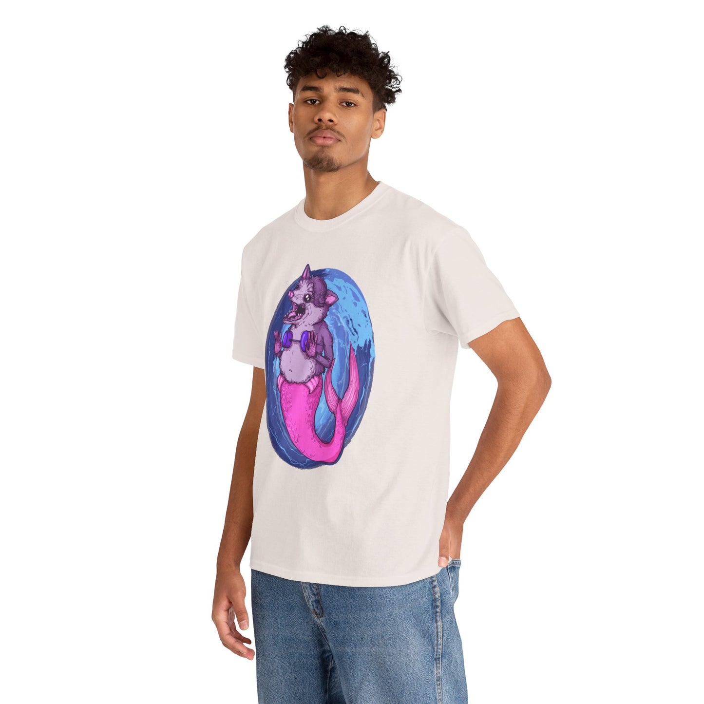Mermaid Opossum Unisex Heavy Cotton Tee