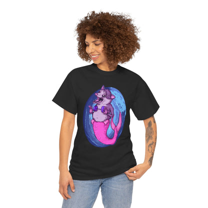 Mermaid Opossum Unisex Heavy Cotton Tee