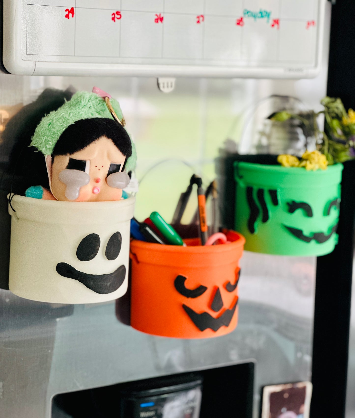Boo Bucket Storage Fridge Magnet 3D Print