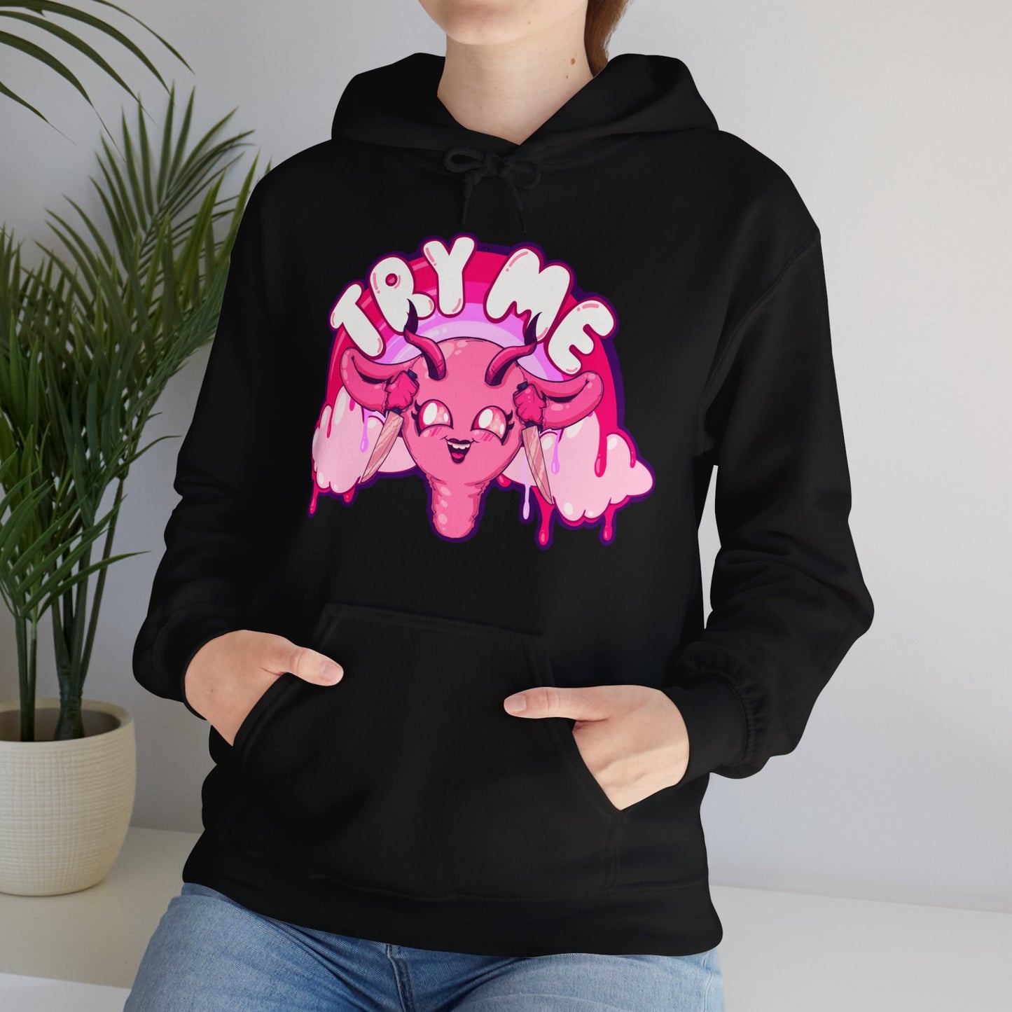 Try Me Uterus Unisex Heavy Blend Hooded Sweatshirt