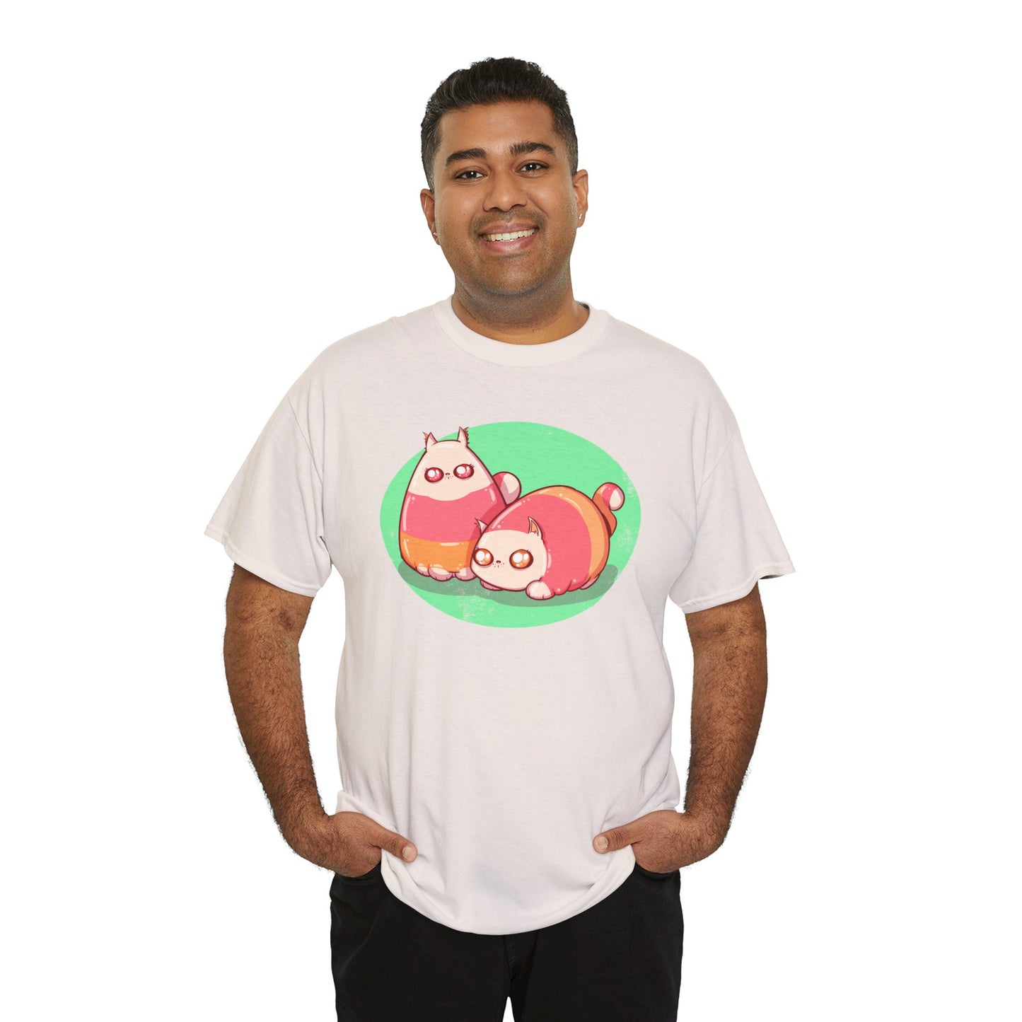 Candy Corn Cats Unisex Heavy Cotton Tee