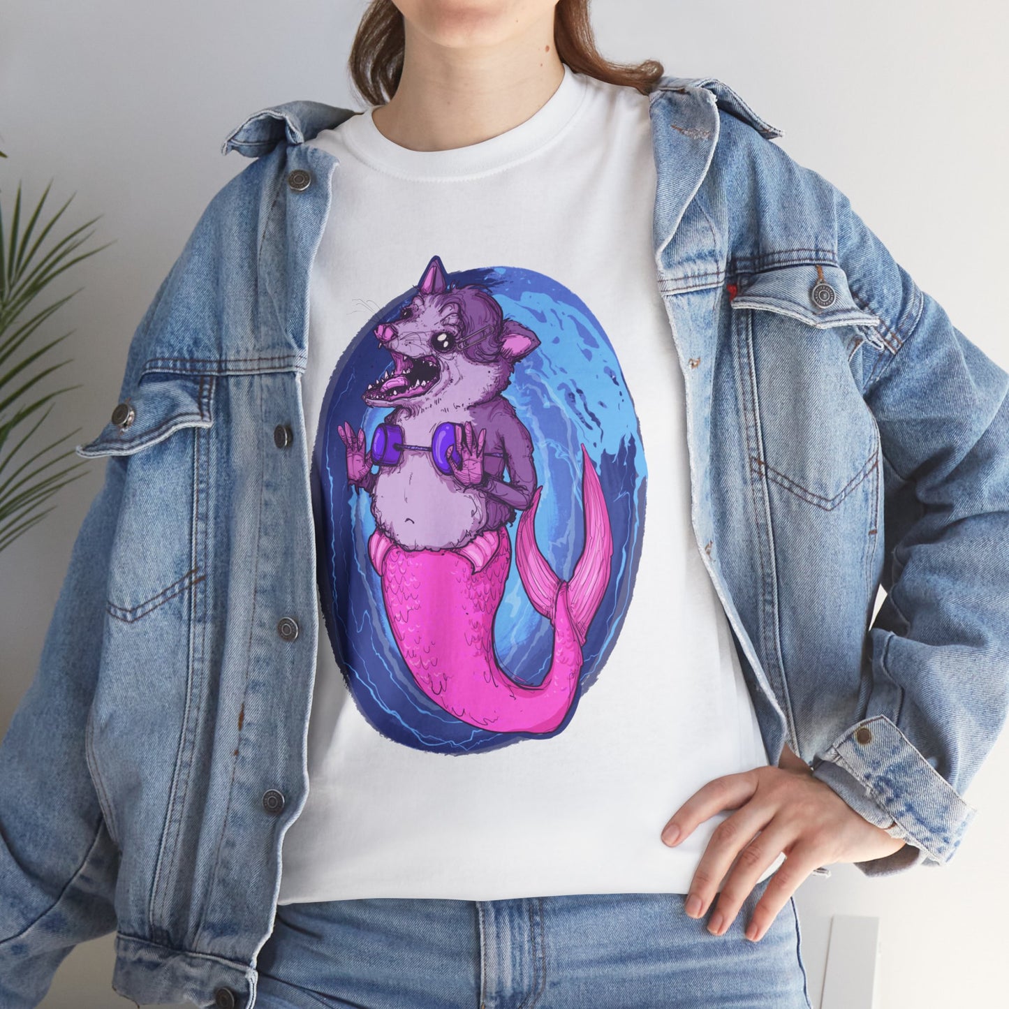 Mermaid Opossum Unisex Heavy Cotton Tee