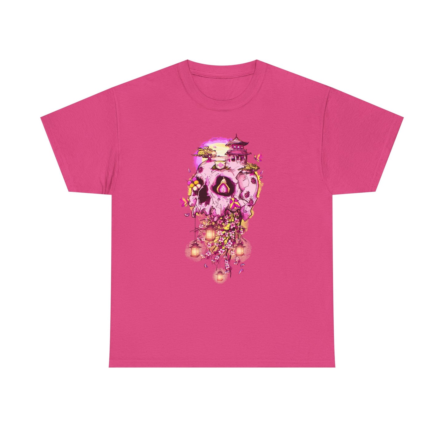 Elemental Skull Cherry Blossom Unisex Heavy Cotton Tee