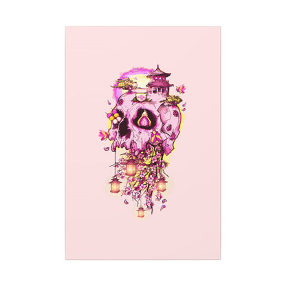 Elemental Skull Cherry Blossom Matte Canvas Stretched