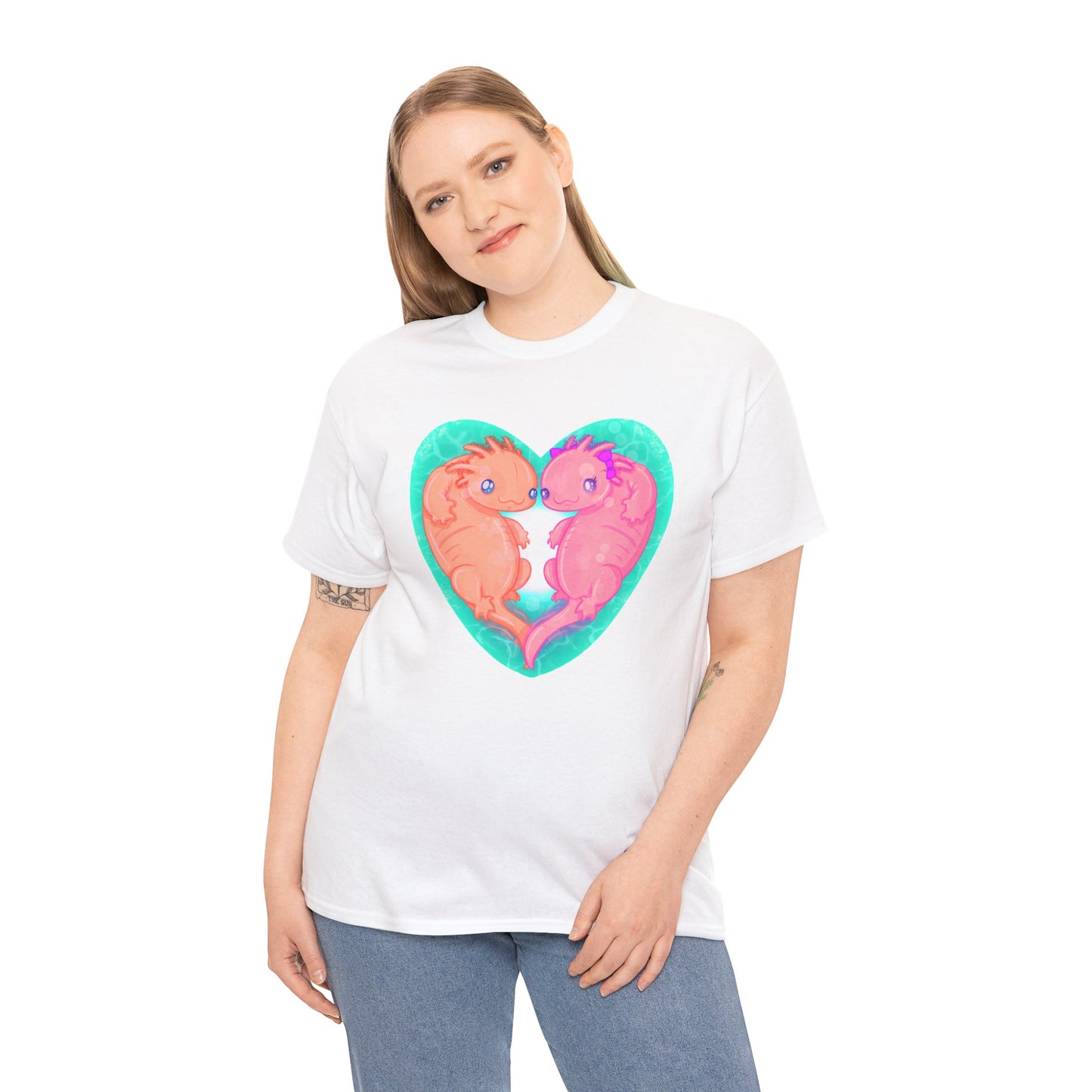 Axolotls In Love Unisex Heavy Cotton Tee
