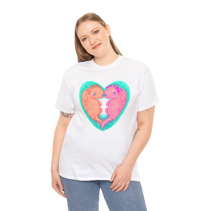 Axolotls In Love Unisex Heavy Cotton Tee