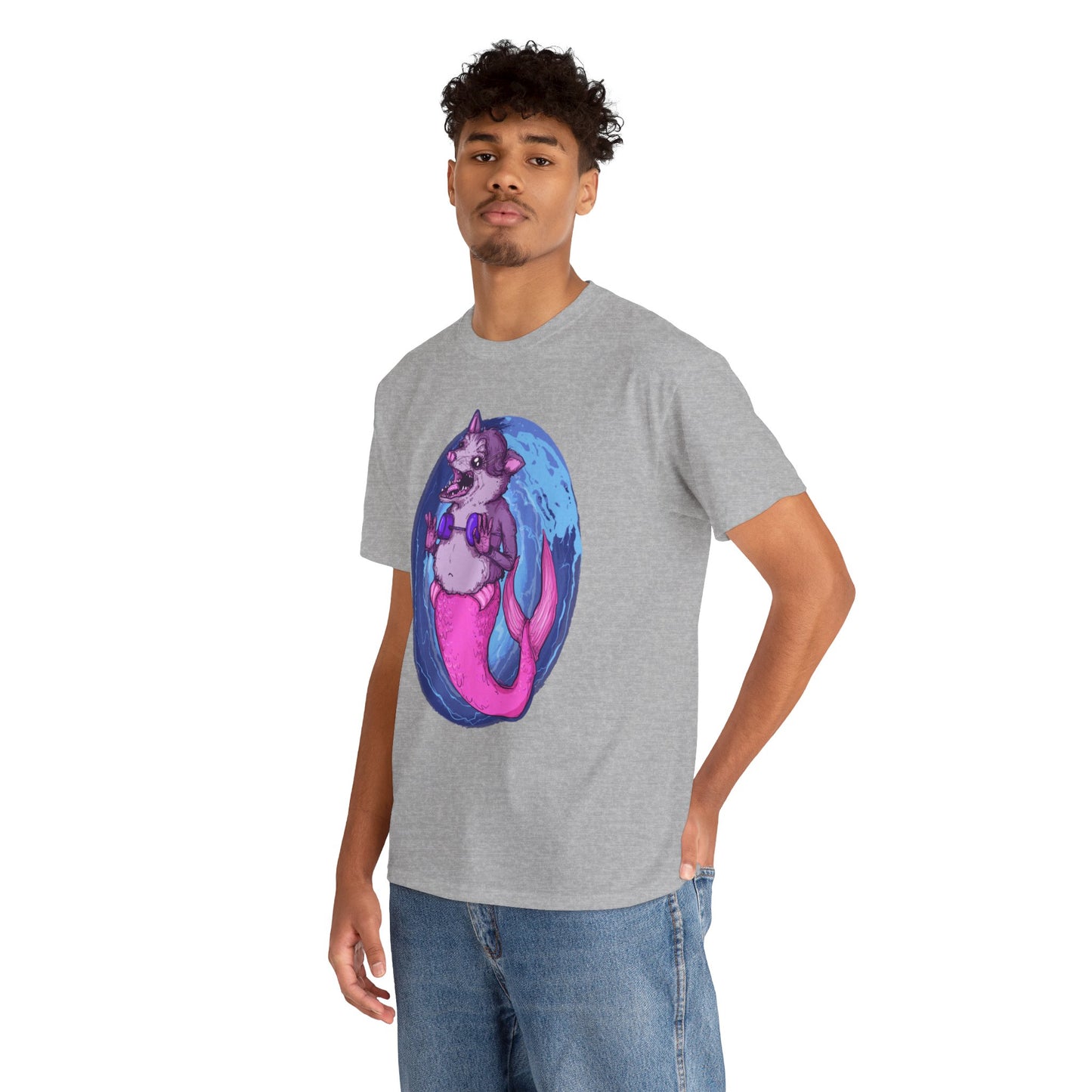 Mermaid Opossum Unisex Heavy Cotton Tee