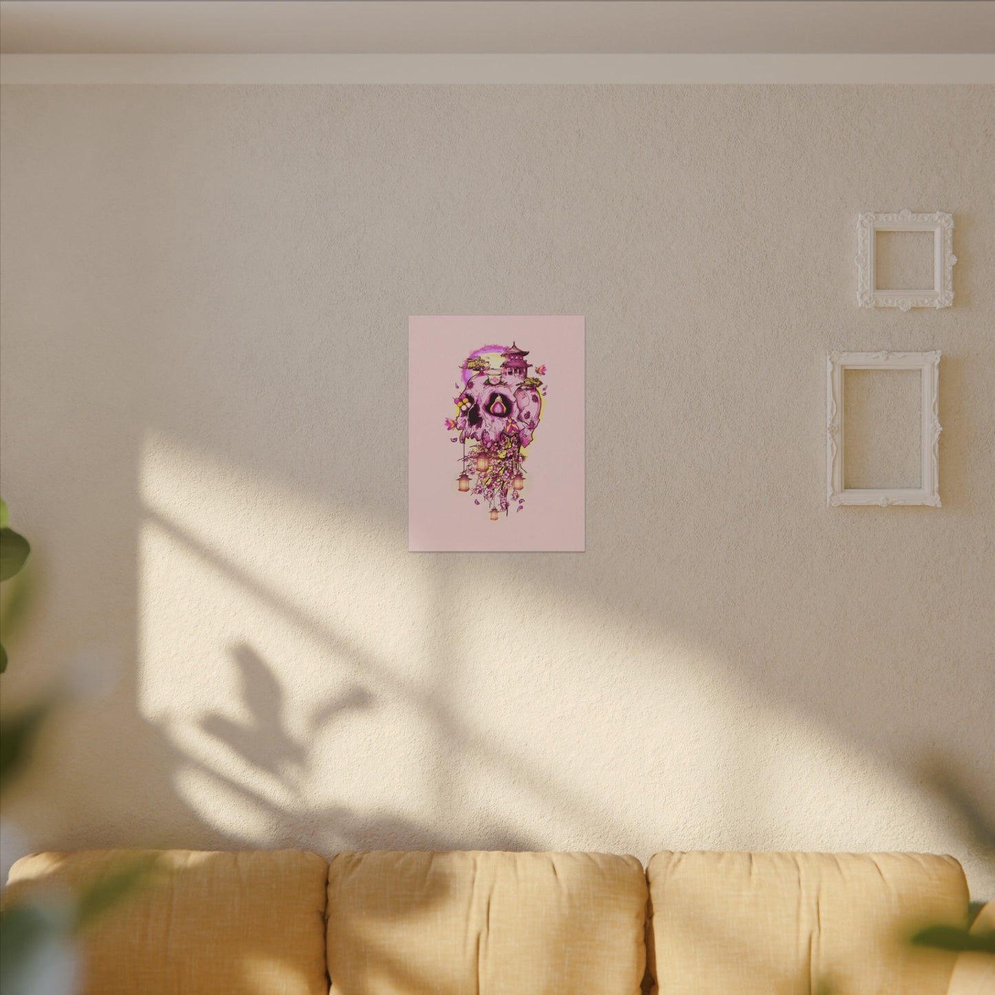 Elemental Skull Cherry Blossom Matte Canvas Stretched