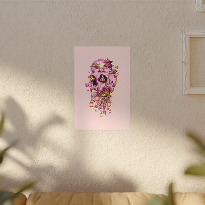 Elemental Skull Cherry Blossom Matte Canvas Stretched