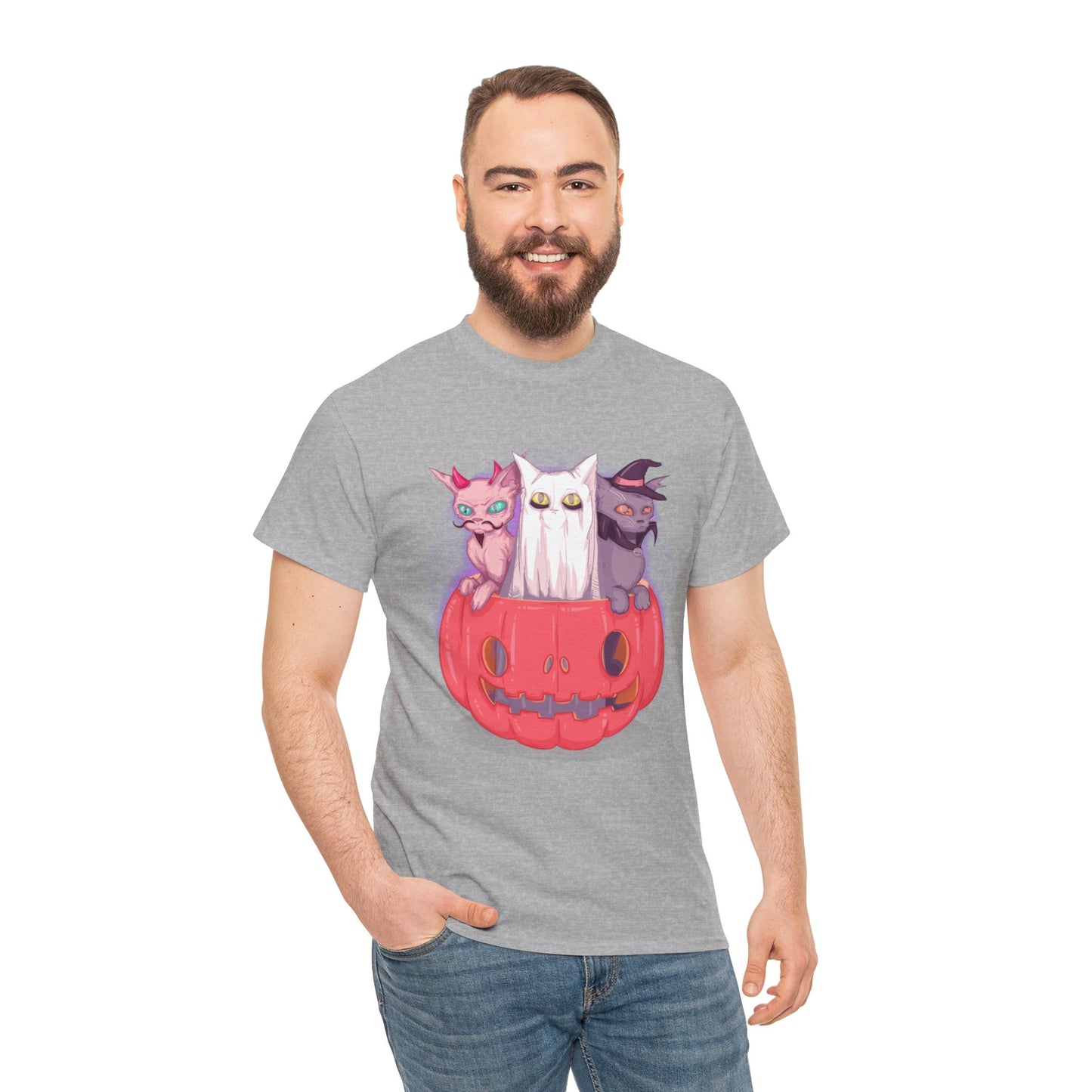 Meow-lloween Unisex Heavy Cotton Tee
