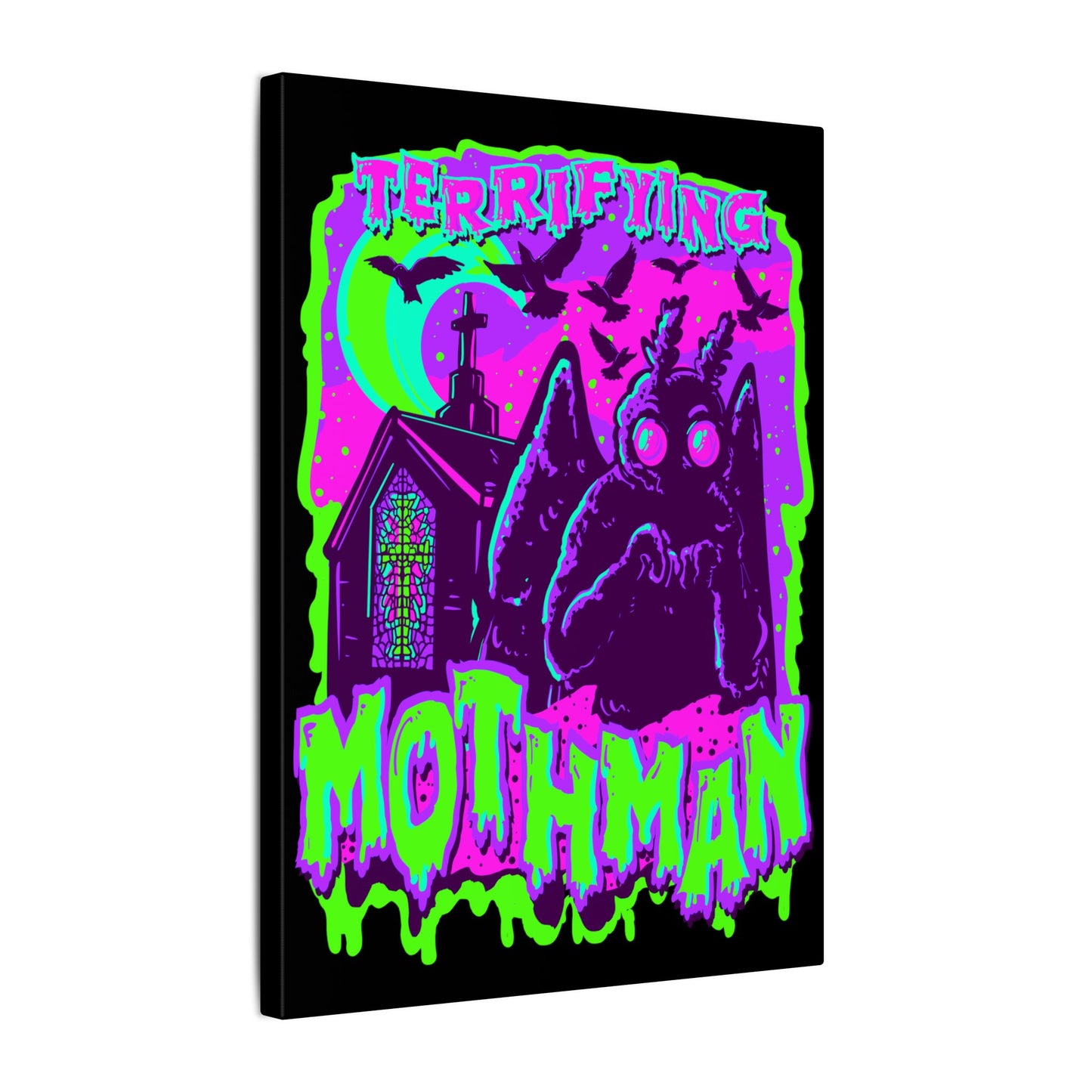 Terrifying Mothman Matte Canvas Stretched