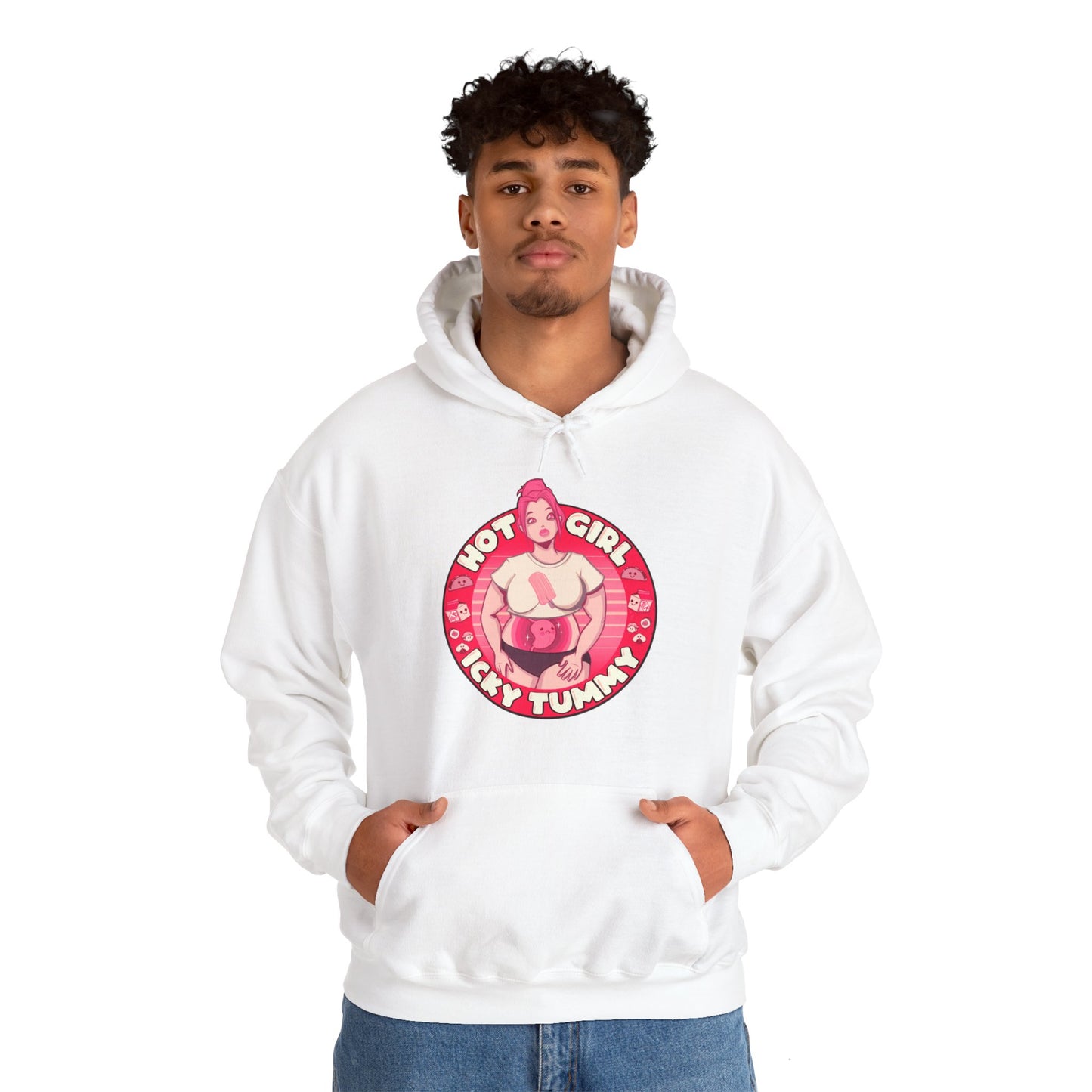 Hot Girl Icky Tummy Unisex Heavy Blend Hooded Sweatshirt
