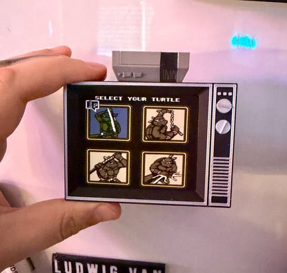 Retro TV Turtle Game With Sound 3D Print Fridge Magnet