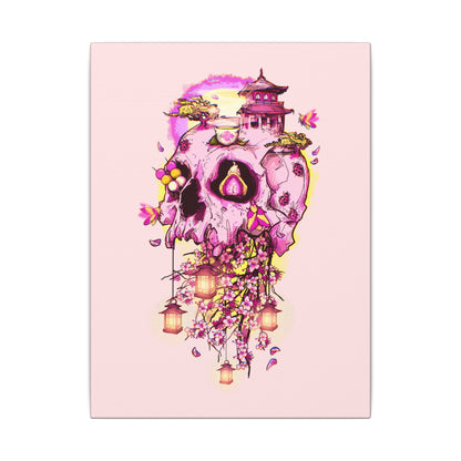 Elemental Skull Cherry Blossom Matte Canvas Stretched