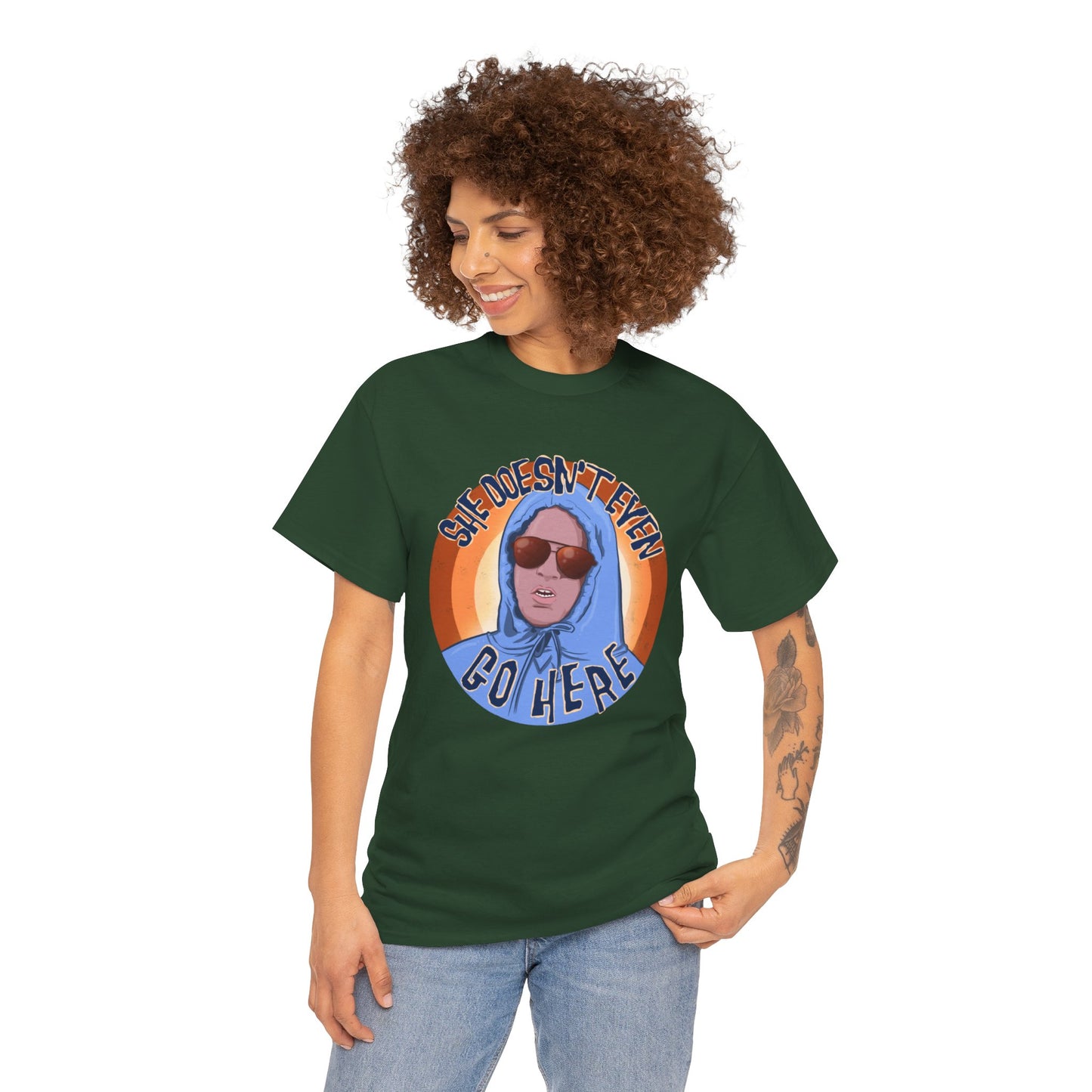 She Doesn't Even Go Here Unisex Heavy Cotton Patreon Tee