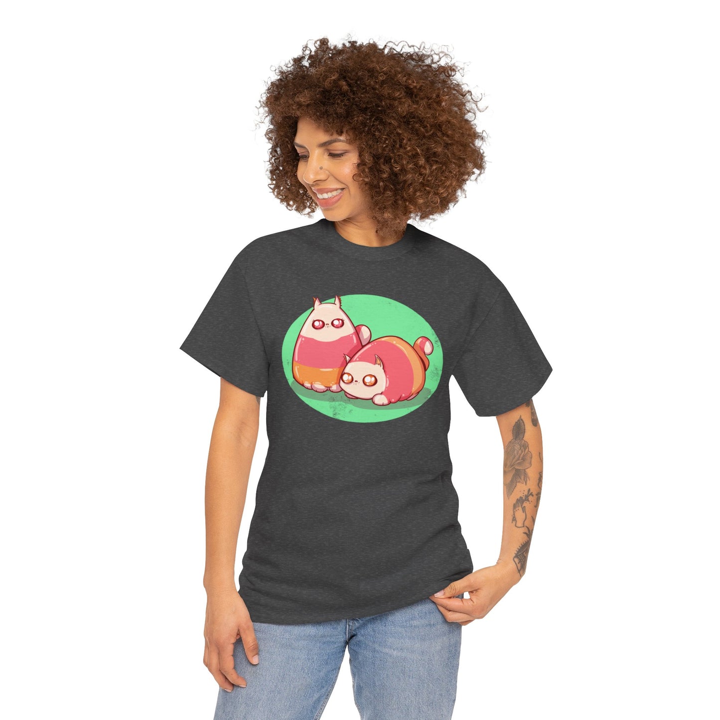 Candy Corn Cats Unisex Heavy Cotton Tee