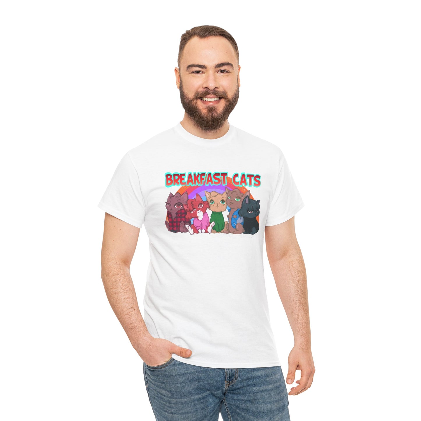 Breakfast Cats Unisex Heavy Cotton Tee