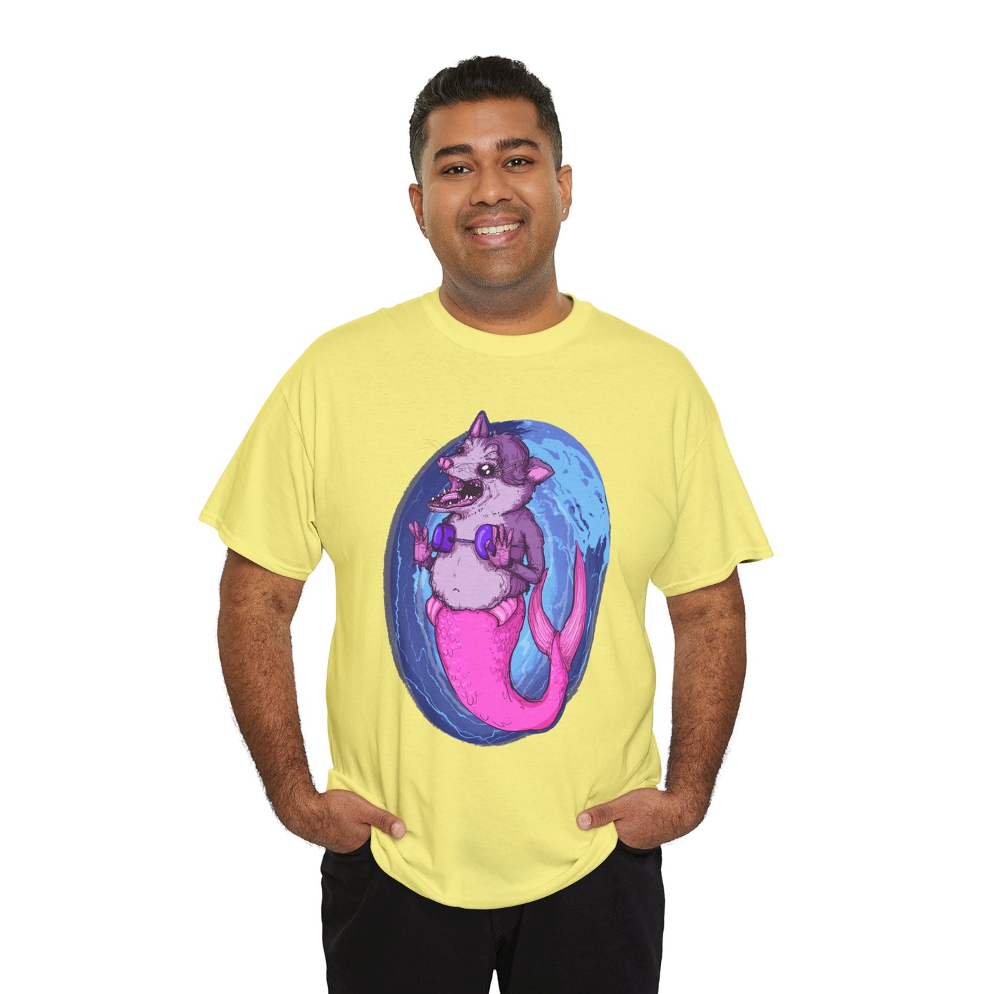 Mermaid Opossum Unisex Heavy Cotton Tee