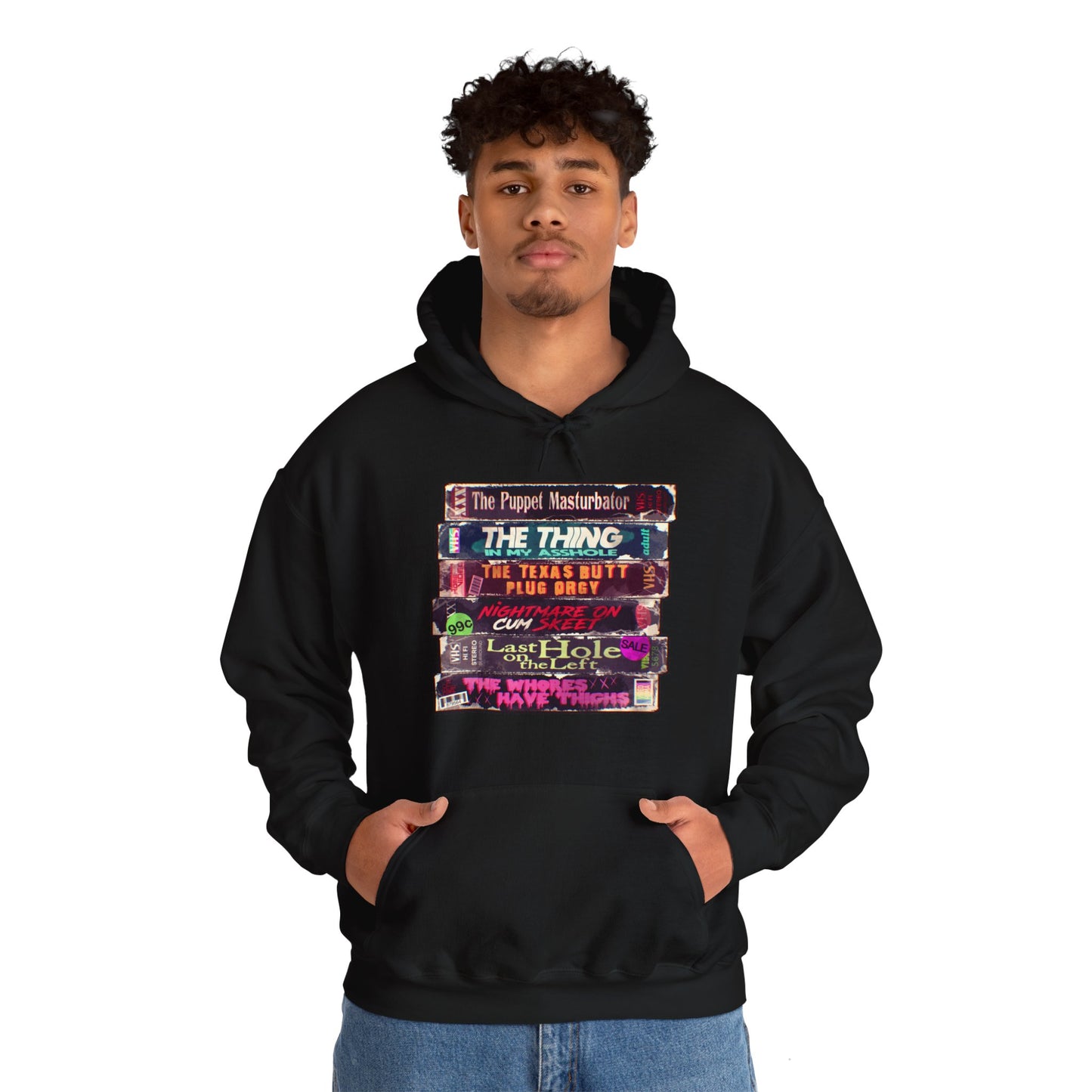 Adult Horror VHS Unisex Heavy Blend Hooded Sweatshirt