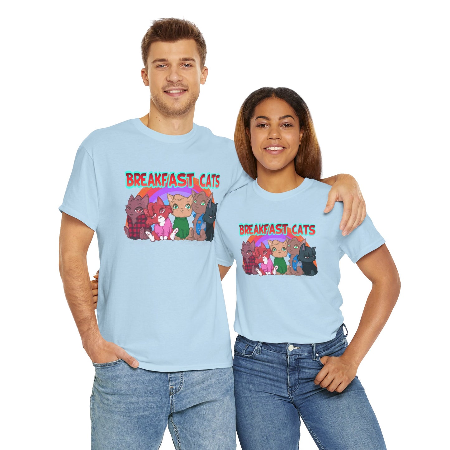 Breakfast Cats Unisex Heavy Cotton Tee