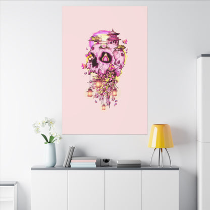 Elemental Skull Cherry Blossom Matte Canvas Stretched