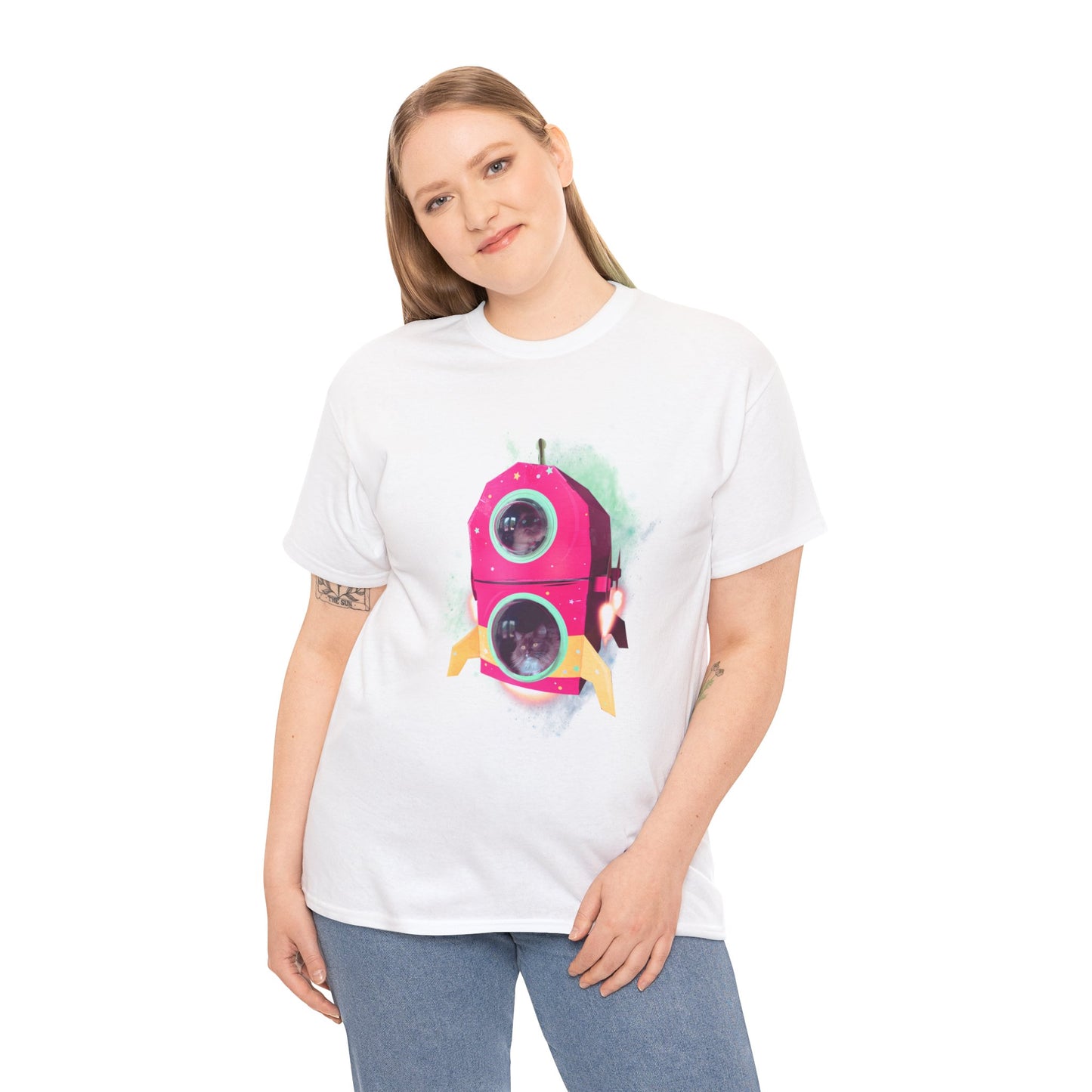 Cats In Space Unisex Heavy Cotton Tee