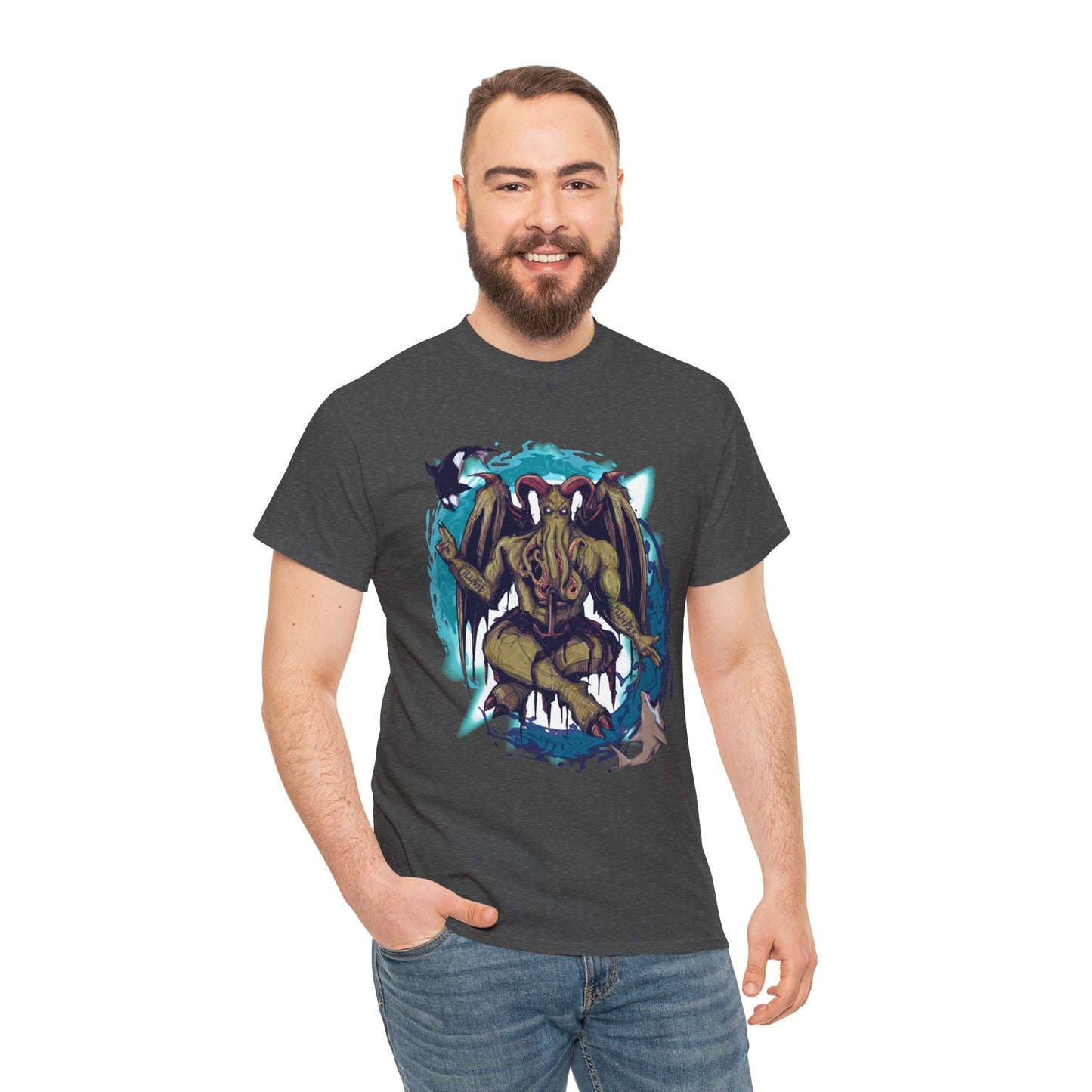 Baphomet Cthulhu Unisex Heavy Cotton Tee
