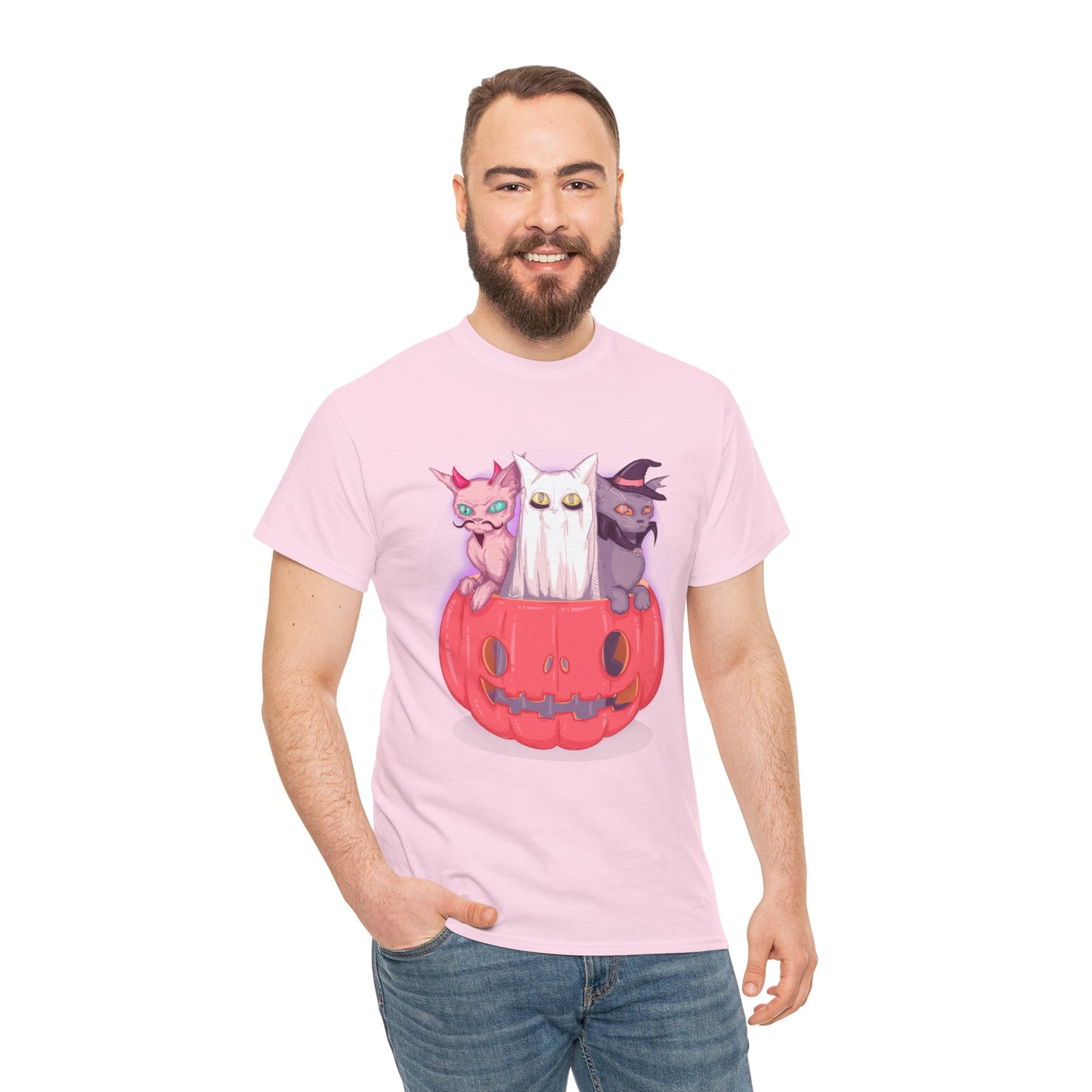Meow-lloween Unisex Heavy Cotton Tee