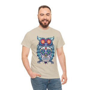 Sugar Skull Owl Unisex Heavy Cotton Tee