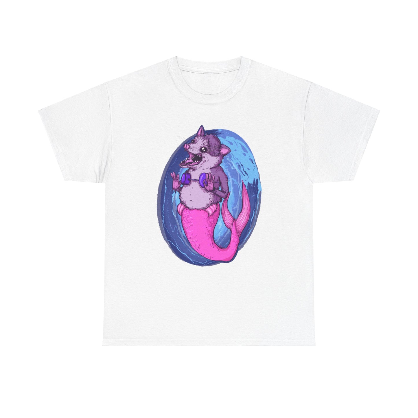 Mermaid Opossum Unisex Heavy Cotton Tee