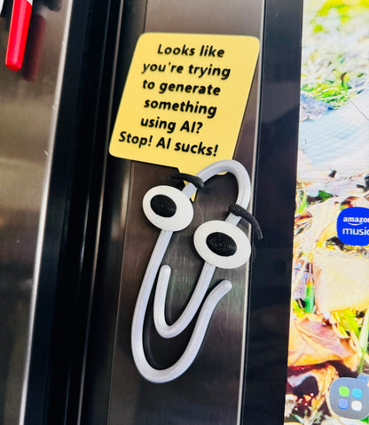 Anti-AI Paper Clip 3D Printed Fridge Magnet