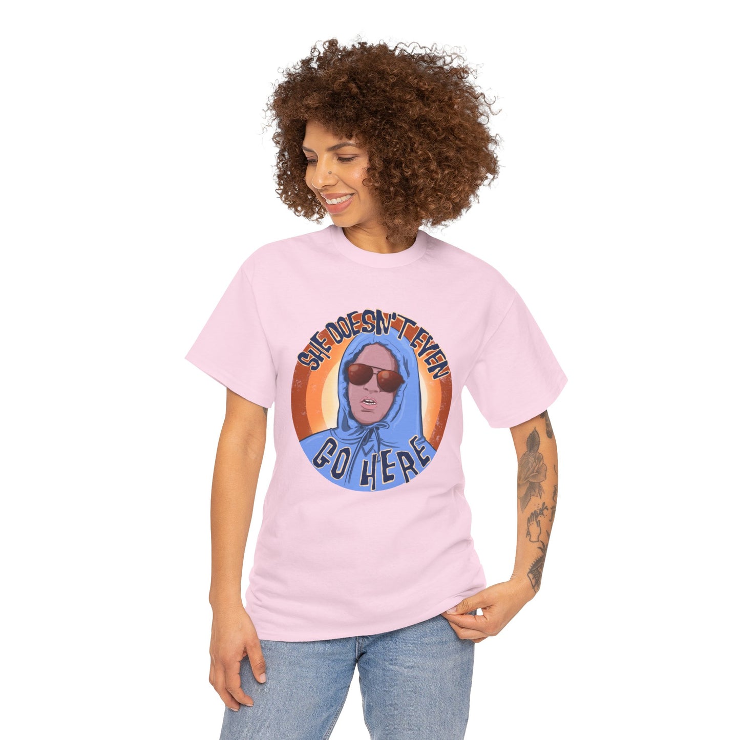 She Doesn't Even Go Here Unisex Heavy Cotton Patreon Tee