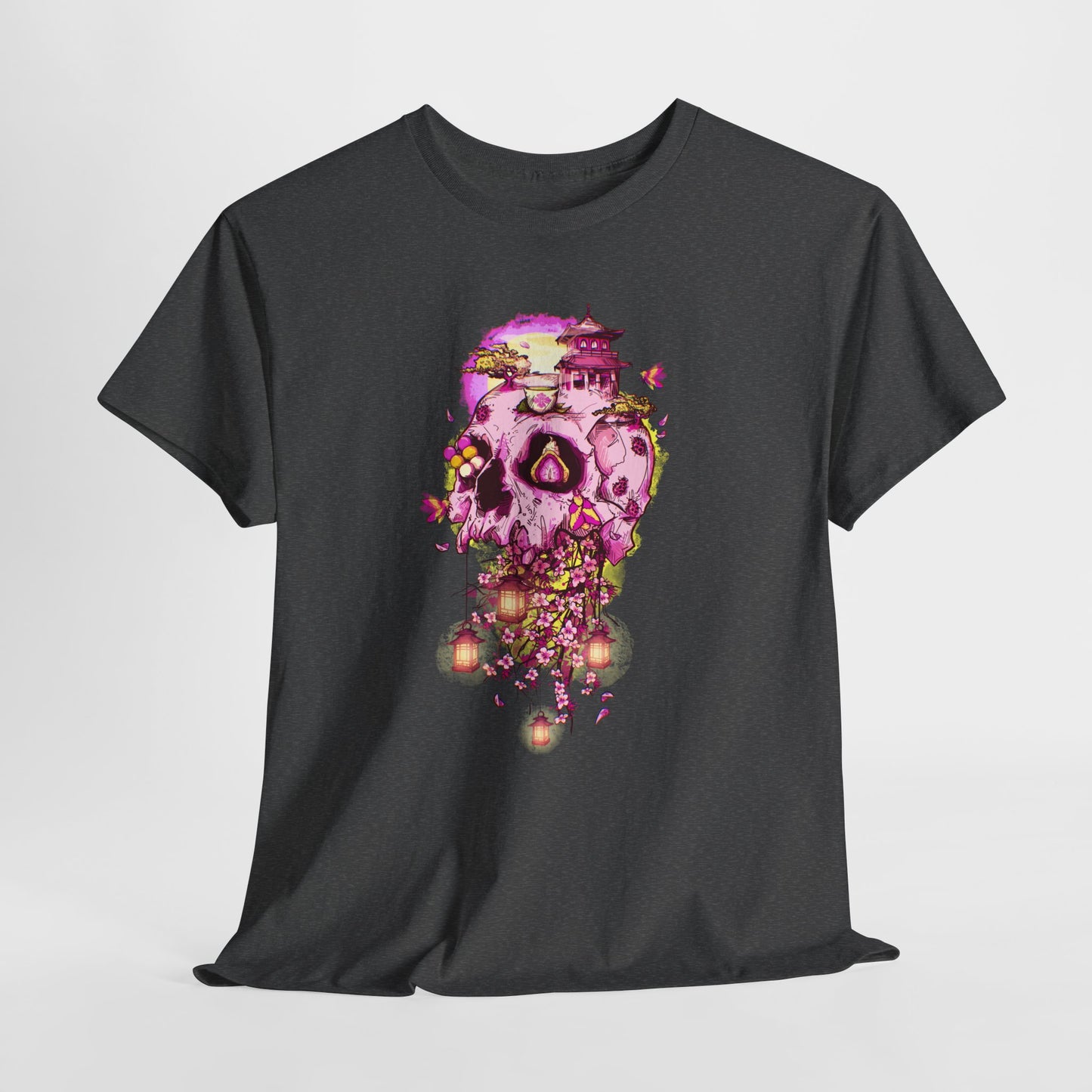 Elemental Skull Cherry Blossom Unisex Heavy Cotton Tee