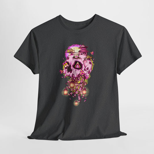 Elemental Skull Cherry Blossom Unisex Heavy Cotton Tee