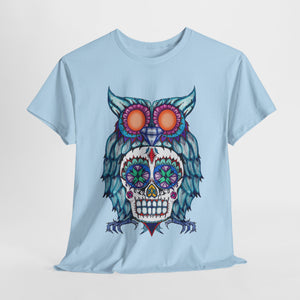 Sugar Skull Owl Unisex Heavy Cotton Tee