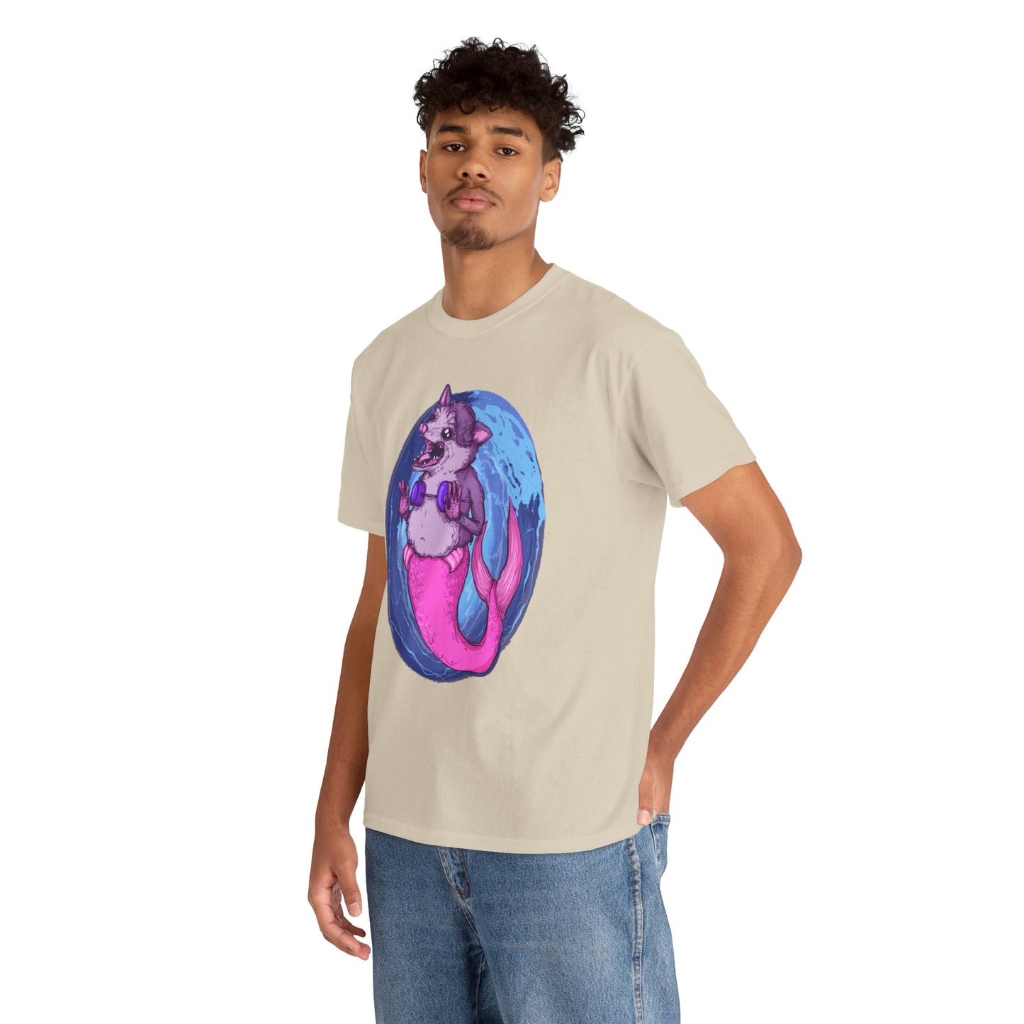 Mermaid Opossum Unisex Heavy Cotton Tee