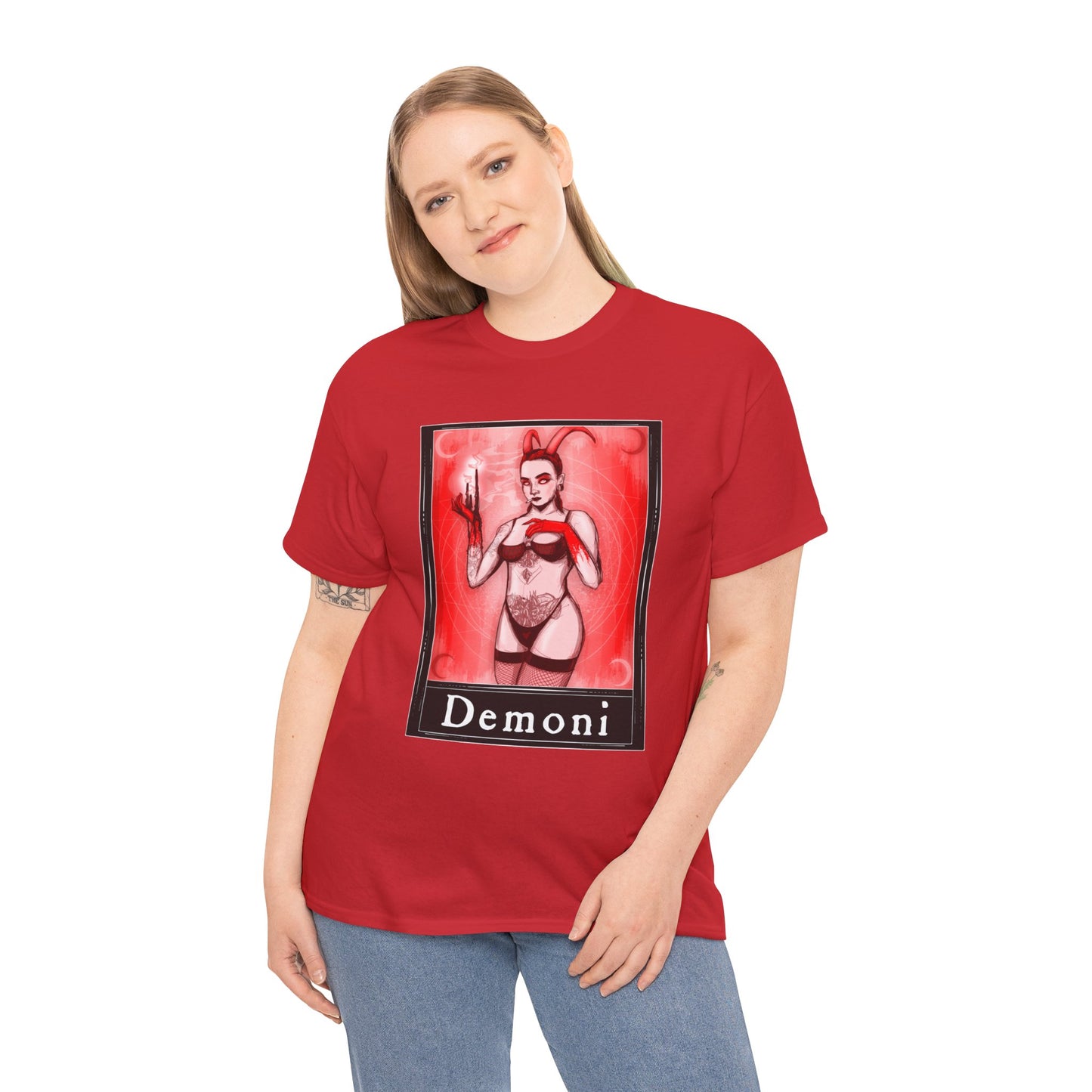 Demoni Tarot (Front & Back Print) Unisex Heavy Cotton Tee