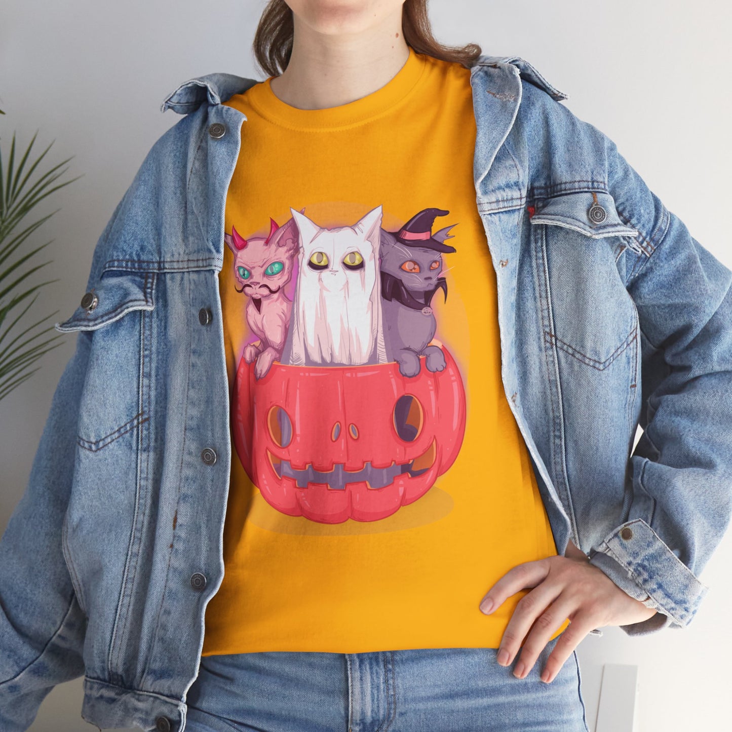 Meow-lloween Unisex Heavy Cotton Tee