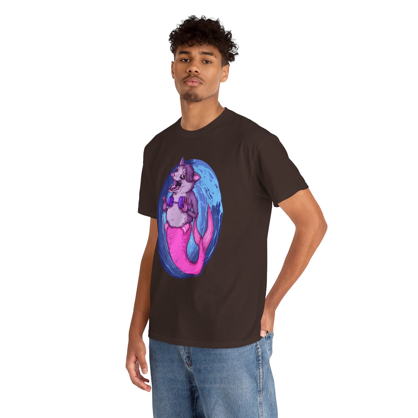 Mermaid Opossum Unisex Heavy Cotton Tee