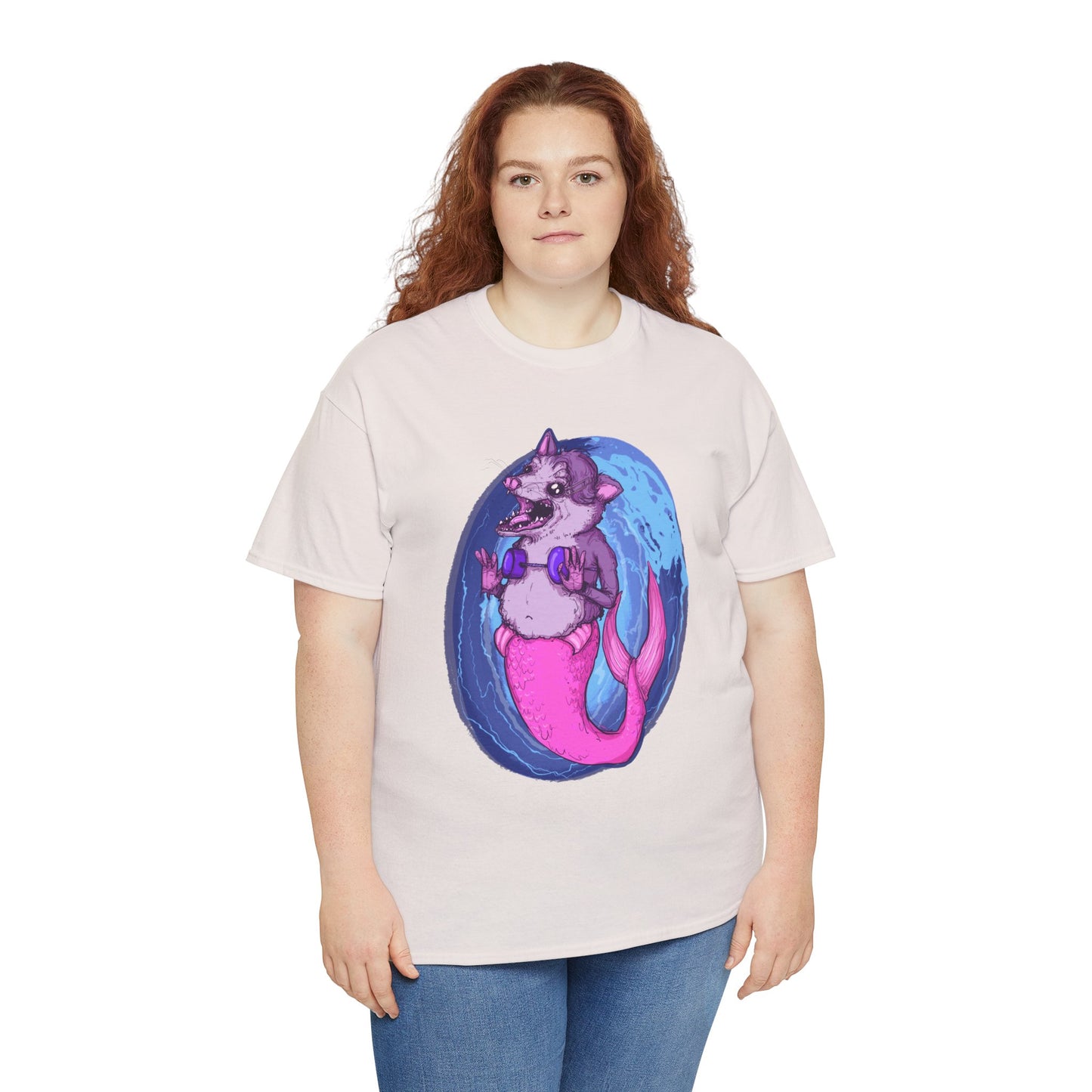 Mermaid Opossum Unisex Heavy Cotton Tee