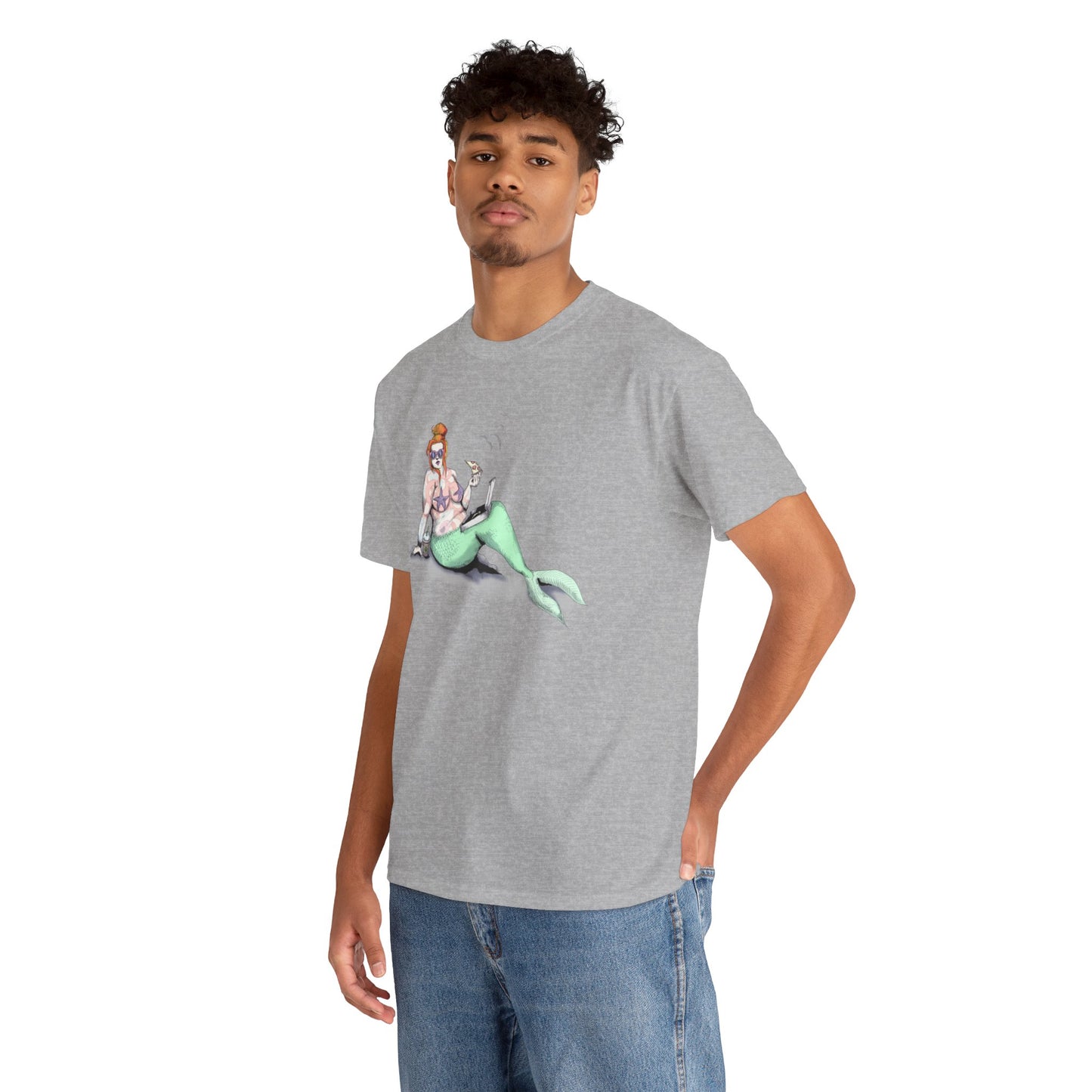 Pizza Mermaid Unisex Heavy Cotton Tee